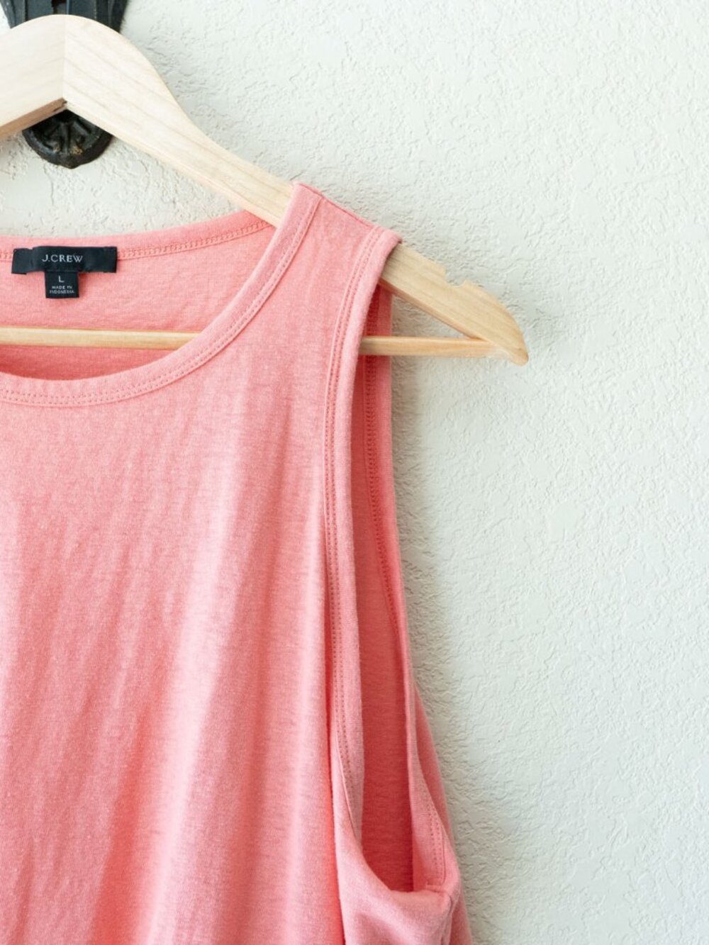 J Crew Womens L Coral Pink Twist Front Tank Top Slub Knit Sleeveless Relaxed - Picture 6 of 14